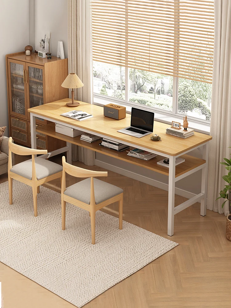 Narrow table against the wall of rental house Double study desk Rectangular table workbench