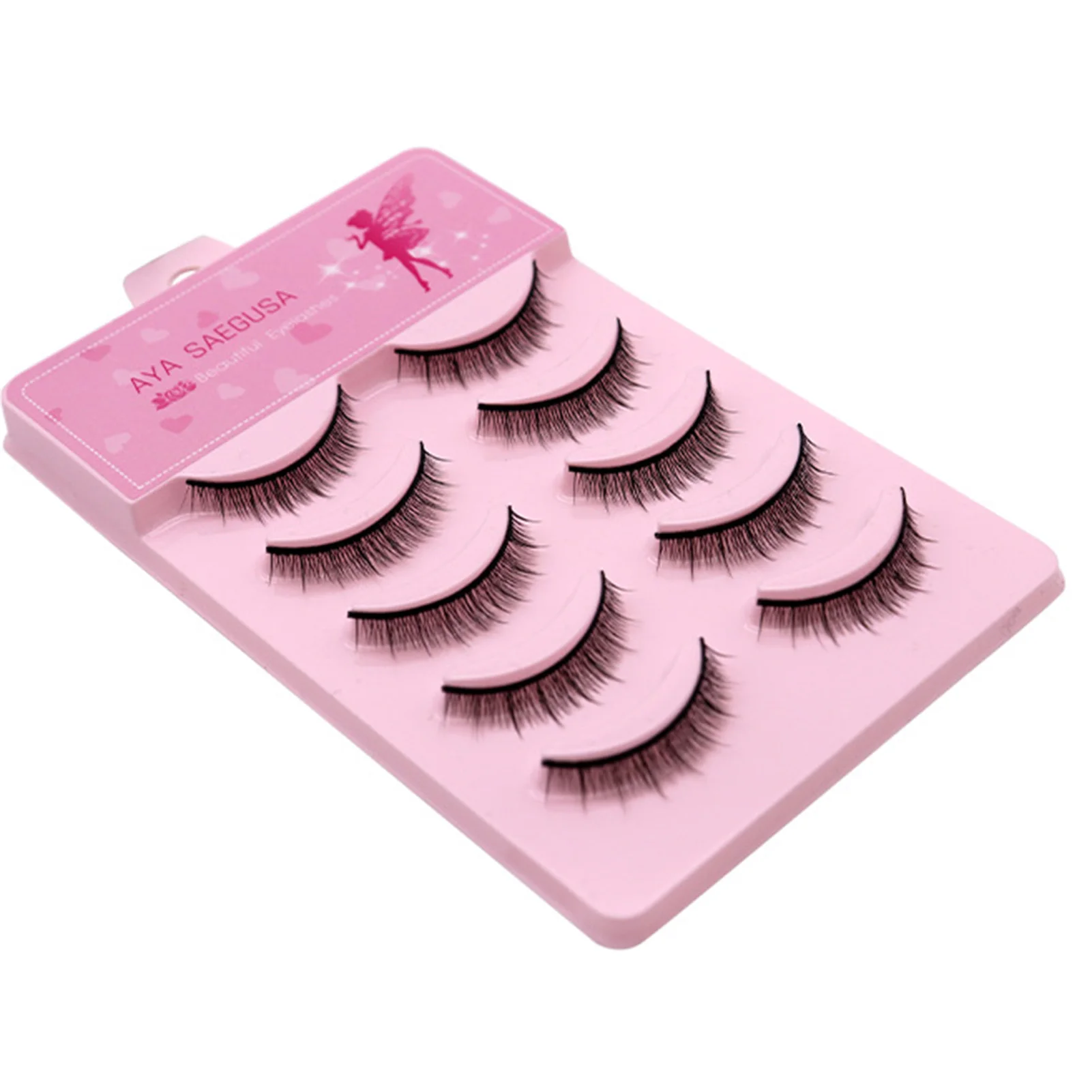 Cílios Postiços Curl Realista, Bem Bedded, Wisps Alongamento, Cílios para Trabalho Diário ou Maquiagem de Palco, 5 Pares