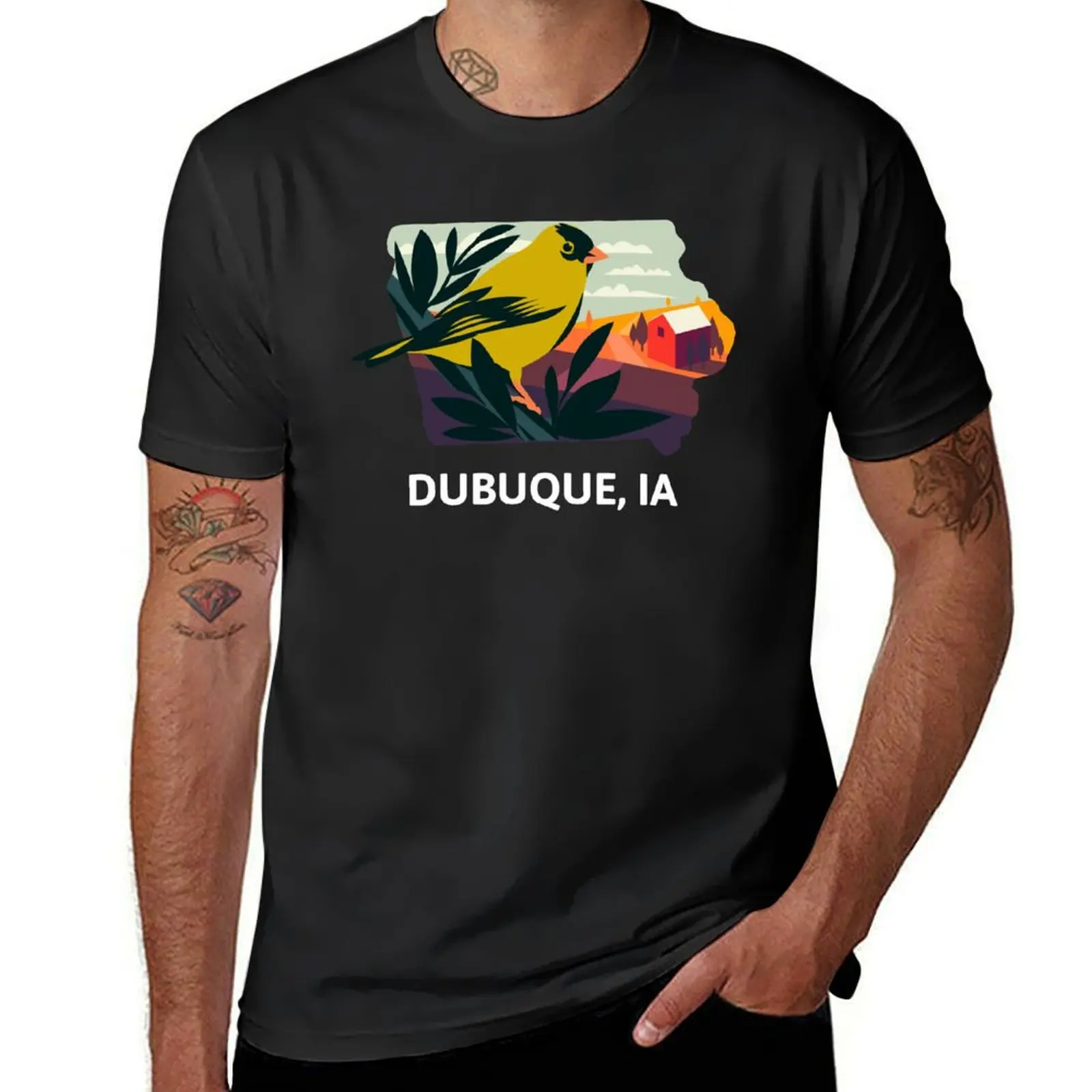 Dubuque, IA T-Shirt quick drying shirts graphic tee summer tops blacks mens t shirt graphic