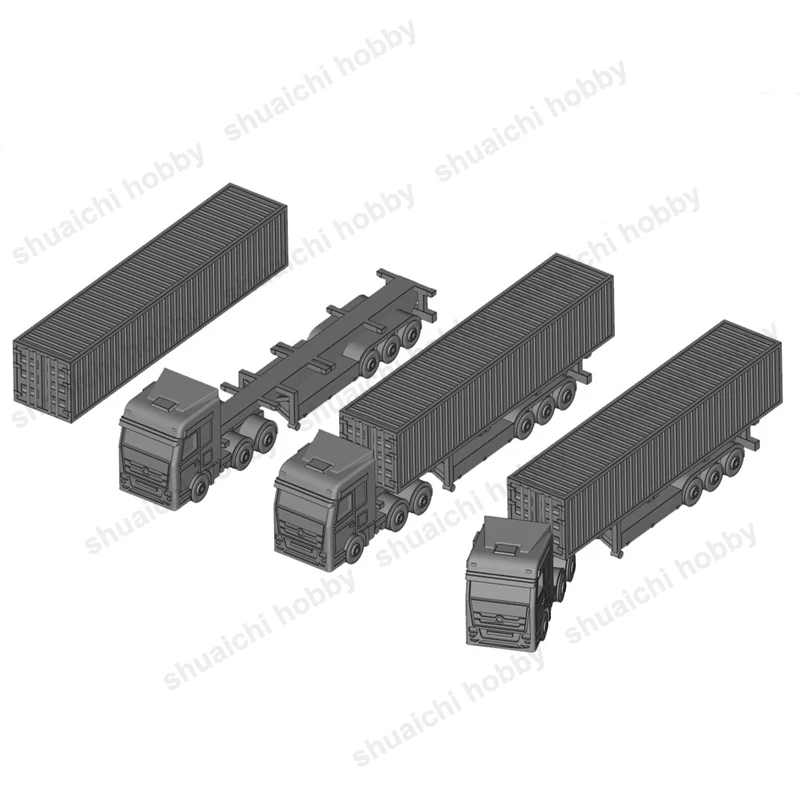 1/700 Scale Military Vehicle Toys PLA Heavy Crane Trunk Model Resin Container Trailer Mould for DIY Hobby Collection