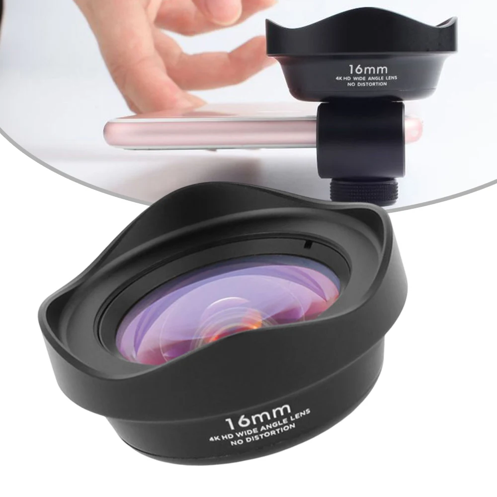 

Mobile Phone Lens Wide Angle Lens Professional 16mm 4K HD Distortion-free Smartphone Camera Super Macro Lens With Phone Clip