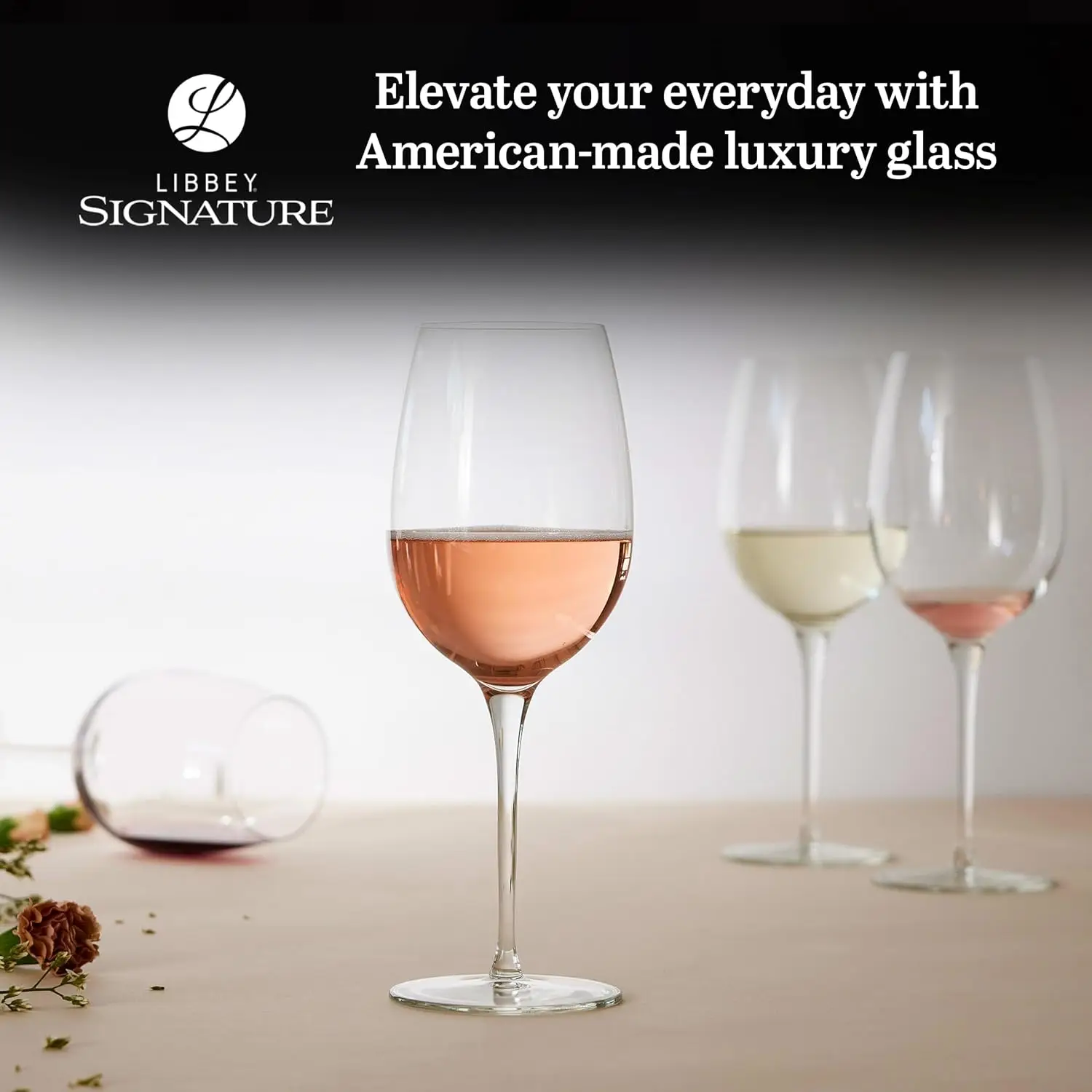 Signature Kentfield Estate All Purpose Wine Glasses Set of 4, Long Stem for Red and White, Perfect Goblet Gift