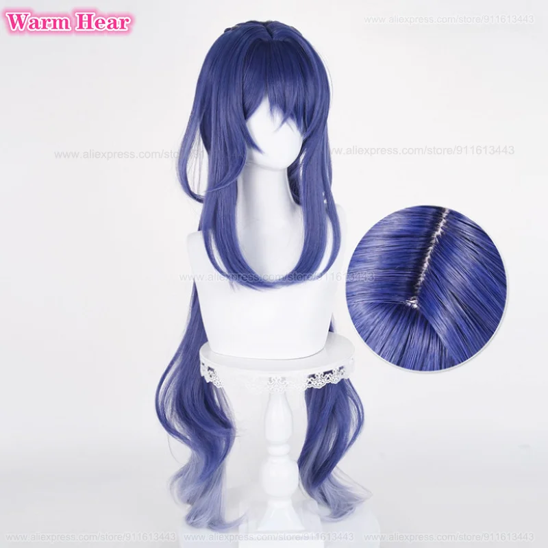Peruka do Cosplay Anime Lauma Syntetyczne Włosy Długie 100cm Niebieski Gradient i Uszy Odporne na Ciepło Włosy na Halloween + Czepek pod Perukę