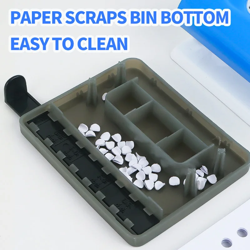 HUAJIE 1 個 2 穴パンチ、省力紙パンチャー 15 枚容量、定規付き 80mm 標準間隔 & 簡単に掃除できるトレイ