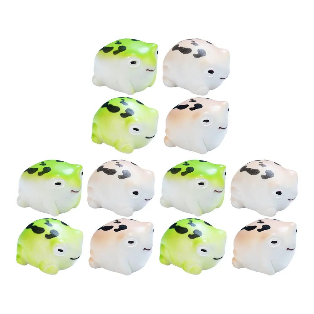 

12pcs Micro Landscape Ornaments Resin Mini Frog Figurines Fine Craftsmanship Desktop Pond Decor For Garden Bonsai Tiny Animal