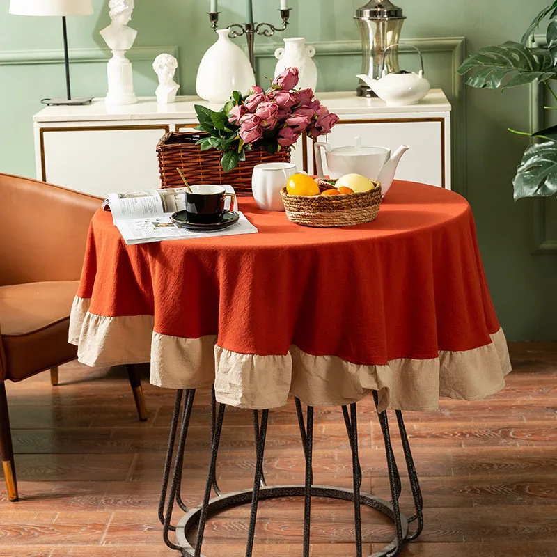 

Ruffled Tablecloths Orange Marble Round Tablecloths Ramadan Decorations Hotel Wedding Table Sets Furniture Coffee Table Covers