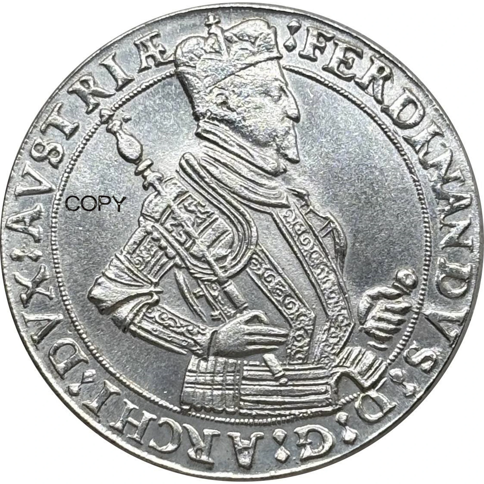 Monedas de colección de los Estados austriacos 1577-1595, 1 Thaler Ferdinand II Hall, copia plateada en plata, moneda conmemorativa
