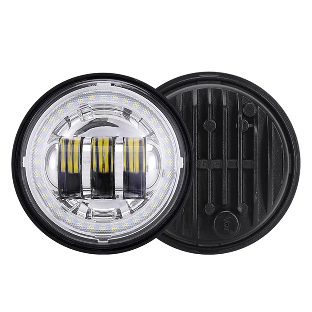 4.5 Inch LED Fog Lights Projector 4-1/2" Headlight for Harley Classic FLHR Road King 4.5Inch LED Fog Light Chrome Black