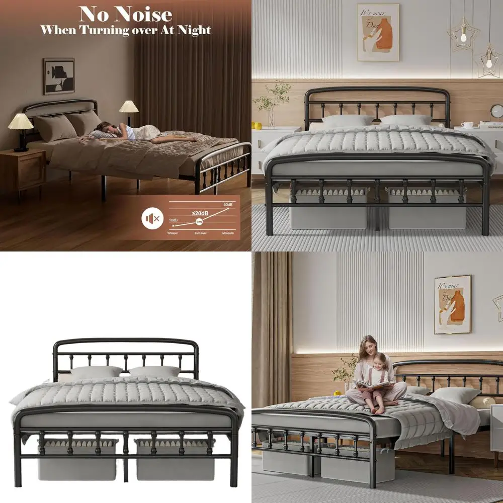 

Heavy-Duty Metal Bed Frame with Headboard & Footboard | No Squeak, Supports 1500lbs, Tool-Free Assembly, Underbed Storage