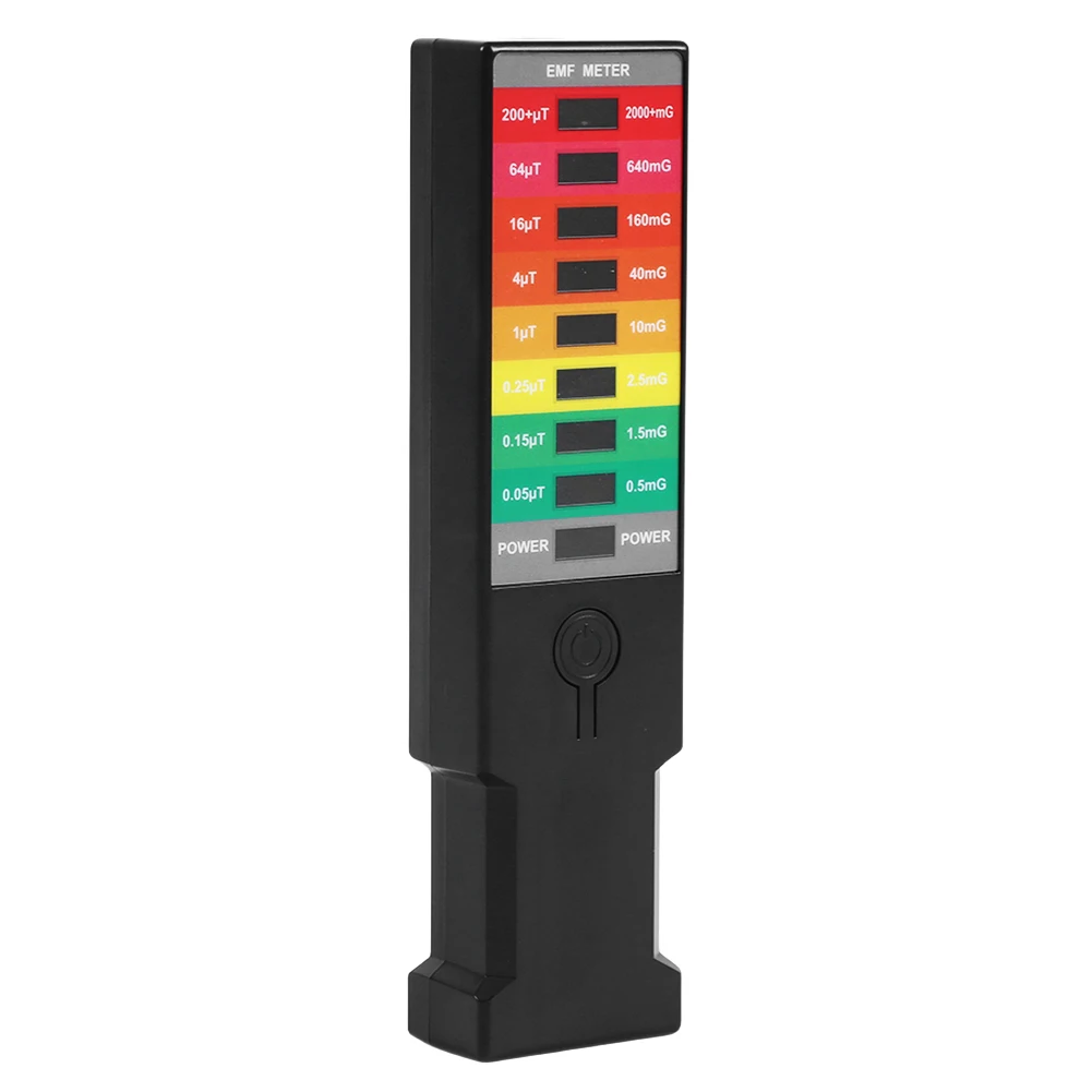كاشف المجال الكهرومغناطيسي 8 LED EMF غاوس متر عالية الدقة المحمولة EMF مراقبة المجال المغناطيسي EMF اختبار الإشعاع