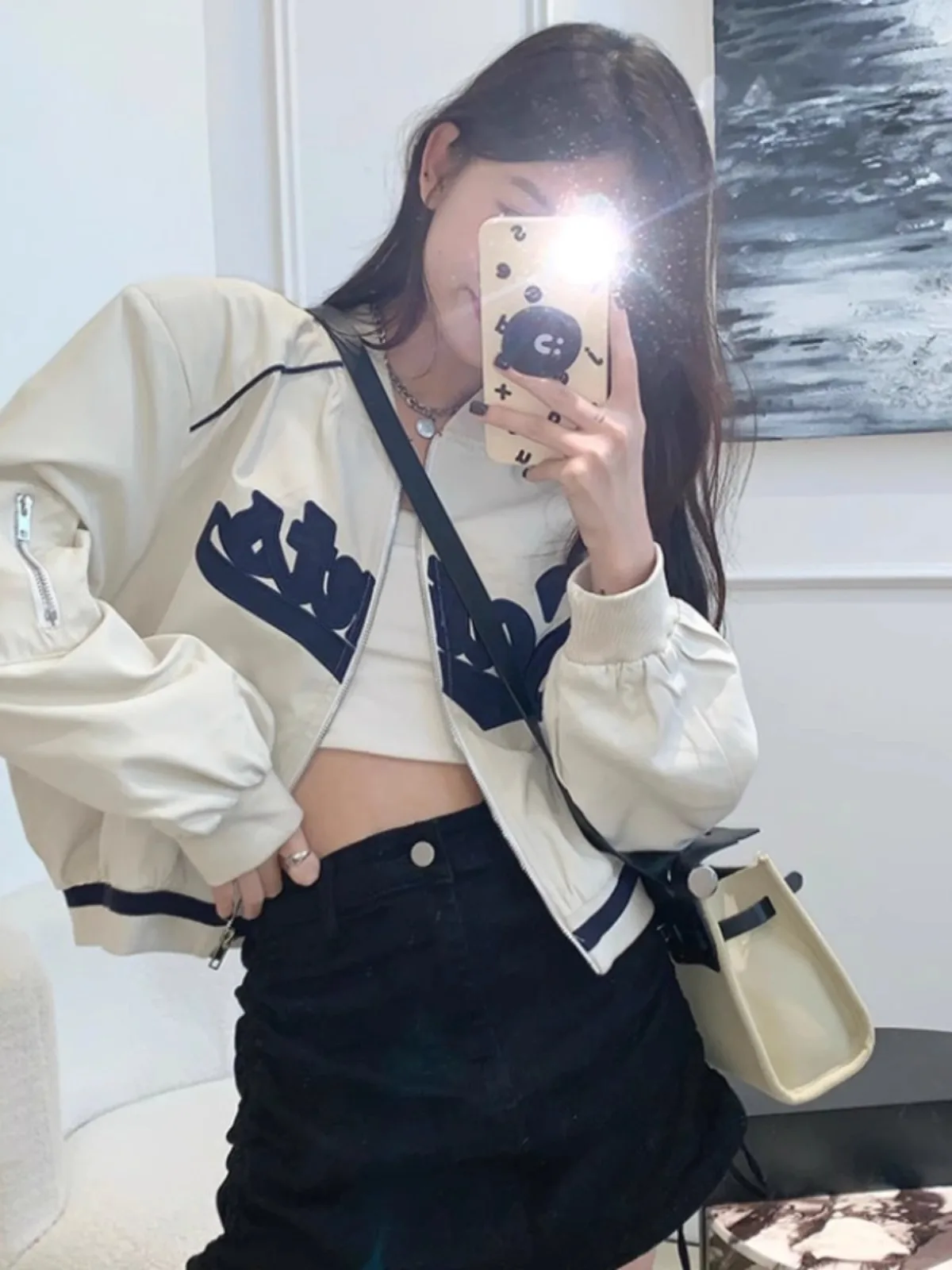 American Style Retro Casual Baseball Jacket Women's Spring Autumn New Small Size Early Autumn Thin Jacket Short Top
