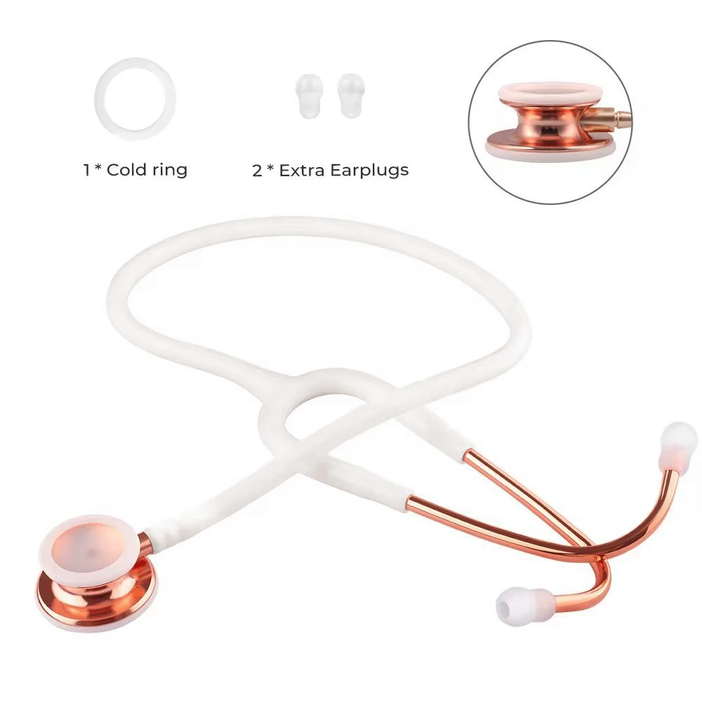Medical Dual Head White Tube Professional Clinical Heart Rate Lung Fetal Cardiology Stethoscope for Nurse Doctor Students D2