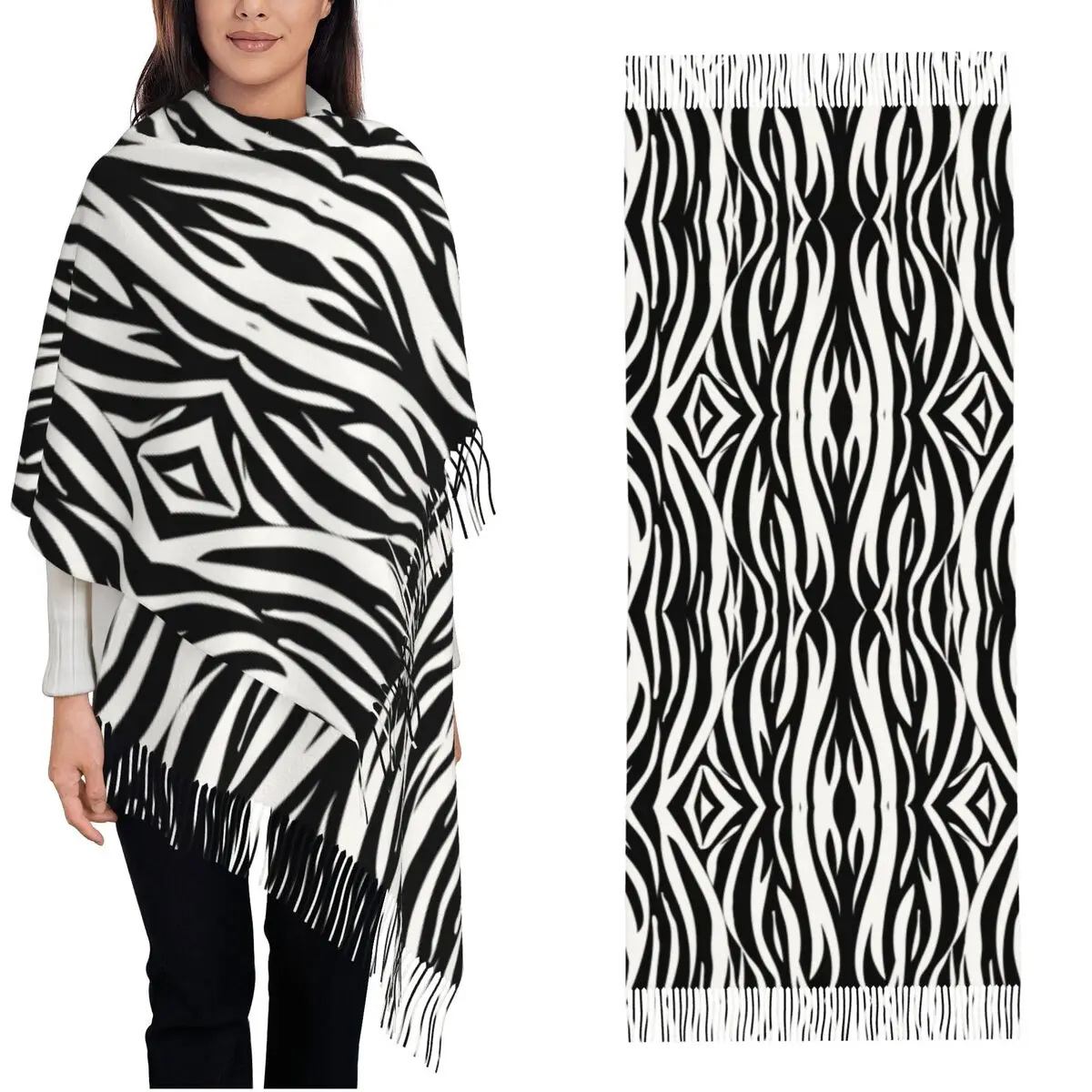 

Zebra Shawls Wraps for Womens Winter Warm Large Soft Scarf Zebras plants graffiti Neckerchief Shawl Scarves