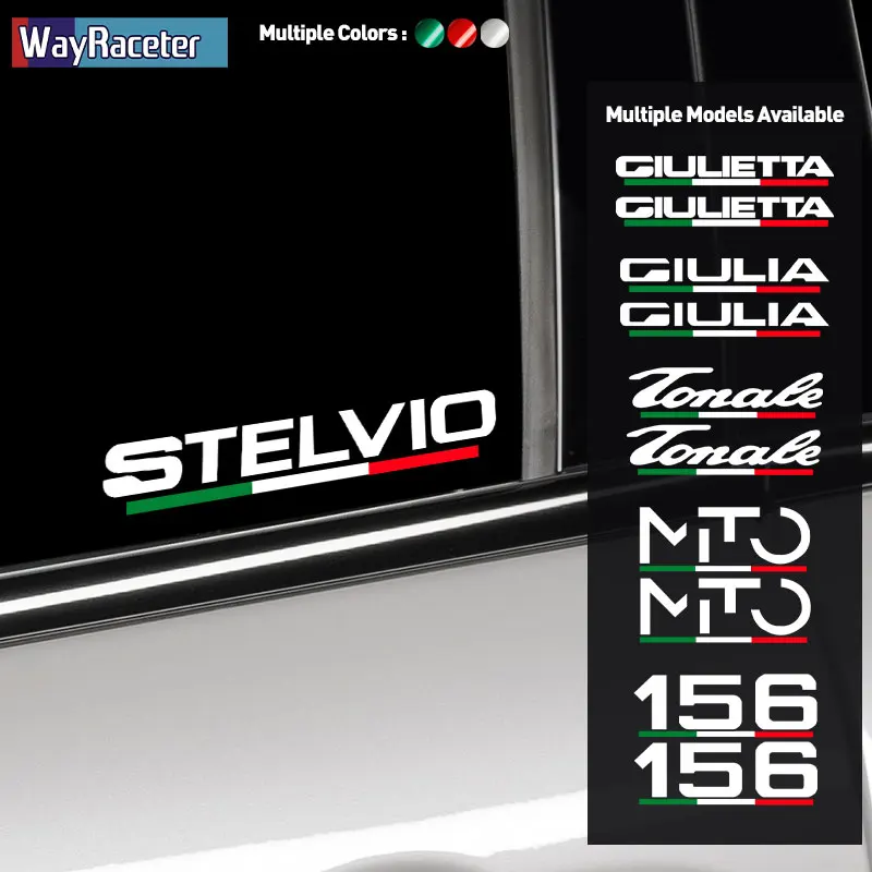 

2 шт., светоотражающие белые итальянские наклейки на окна для Alfa Romeo Stelvio Giulia 156 166 159 Giulietta 147 Mito Tonale, аксессуары