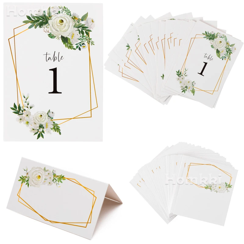 

75Pcs Wedding Table Numbers Card Greenery Eucalyptus Simple Elegant Flower Golden Frame for Engagement Baby Shower Anniversary