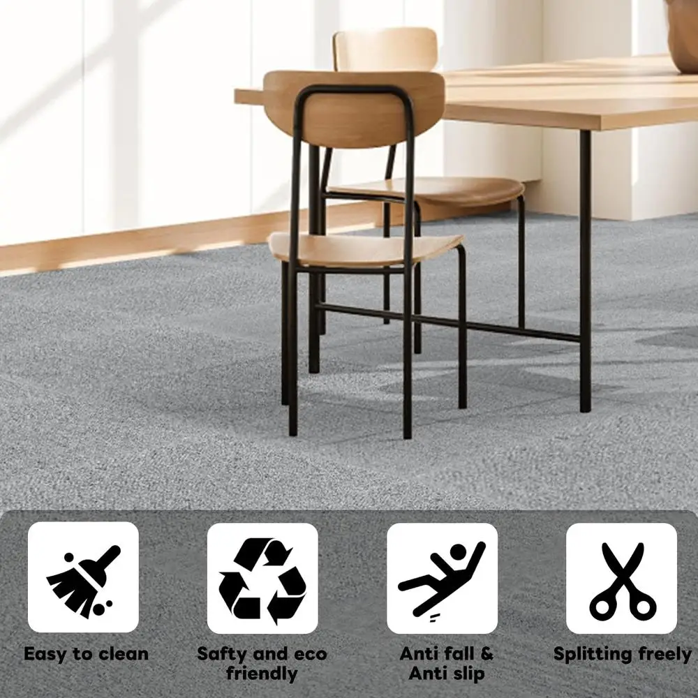 20 PCS Azulejos de carpete autoadesivos 20 '' X 20 '' Descasque e colar Tapete acolchoado antiderrapante cinza