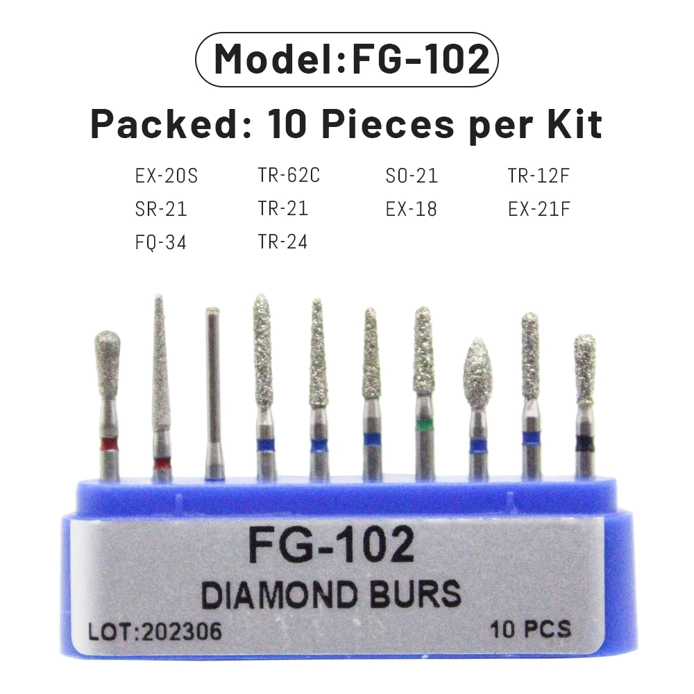 AG Dental Diamond Burs Broca, Handpiece de alta velocidade para dentista, série FG, 1.6mm, 1 caixa