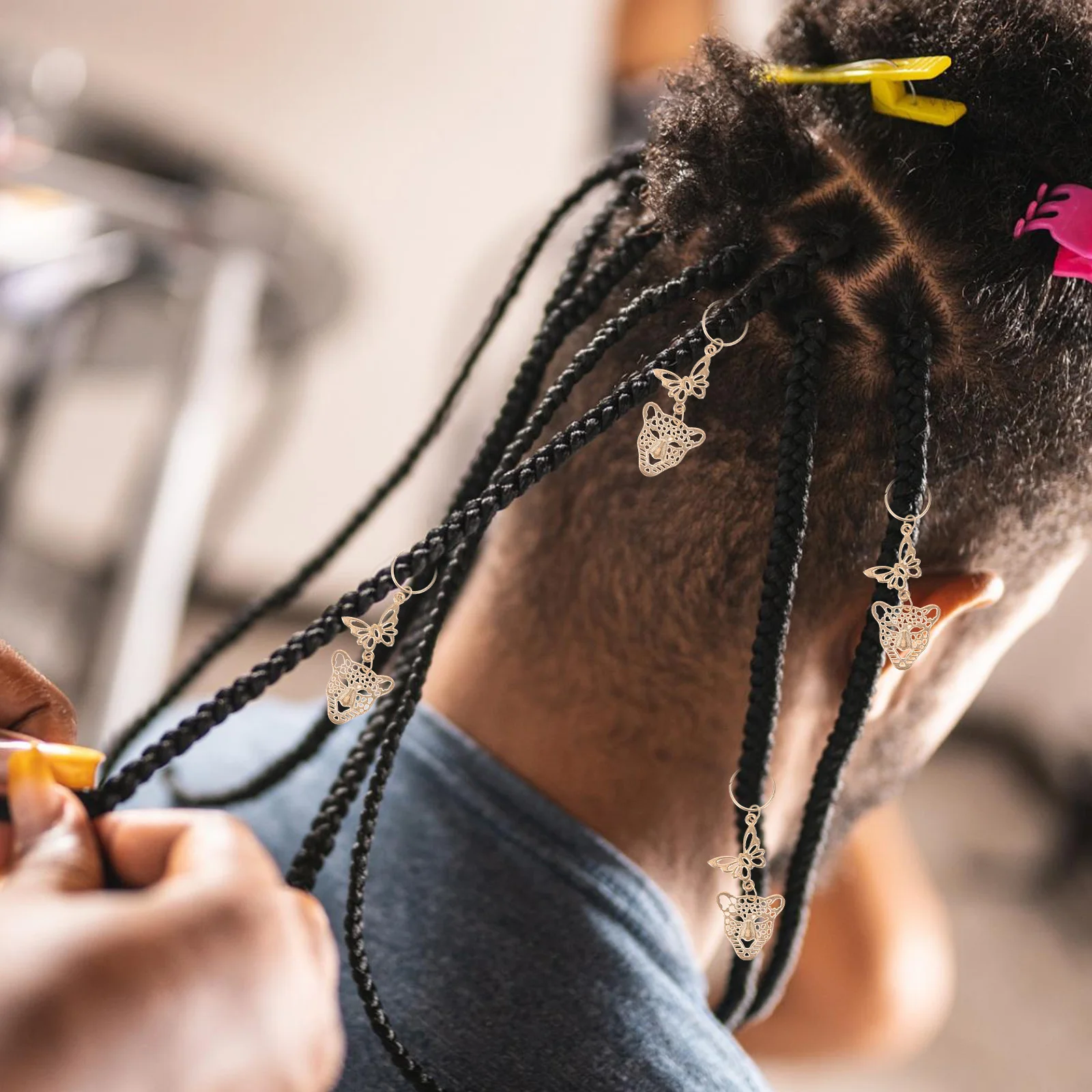 

10pcs Ox Head Leopard Head Hair Charms For Dreadlocks Braid Jewelry Braiding Accessories Hair Jewels Hairstyle Decorations