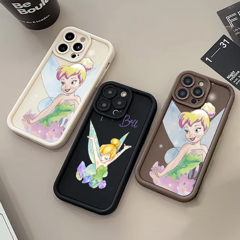 Disney Tinker Bell For Apple iPhone 15 14 13 12 11 Mini XS XR X 8 7 Pro Max Plus Pro Soft Eye Ladder Phone Case Cover Coque