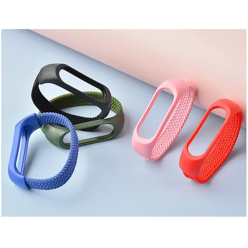 Braided Solo Loop for xiaomi Mi band 7 Watch Strap Nylon watchband NFC Bracelet smart Miband6 belt correa on Mi band 7 6 5 4 3 image 5