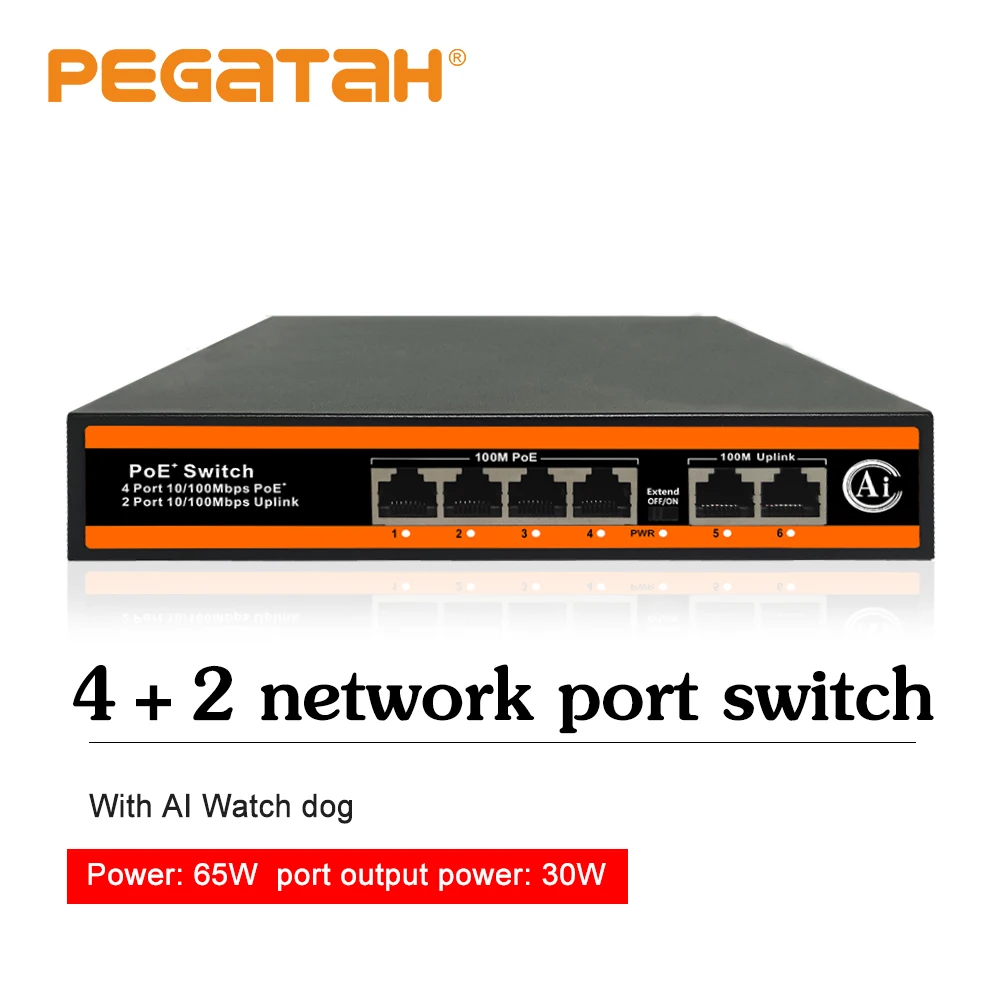 

PEGATAH POE Switch 4/8 Port, Active POE for IP Cameras/CCTV Security, Wireless AP Switch, Gigabit IEEE 802.3 AF/AT