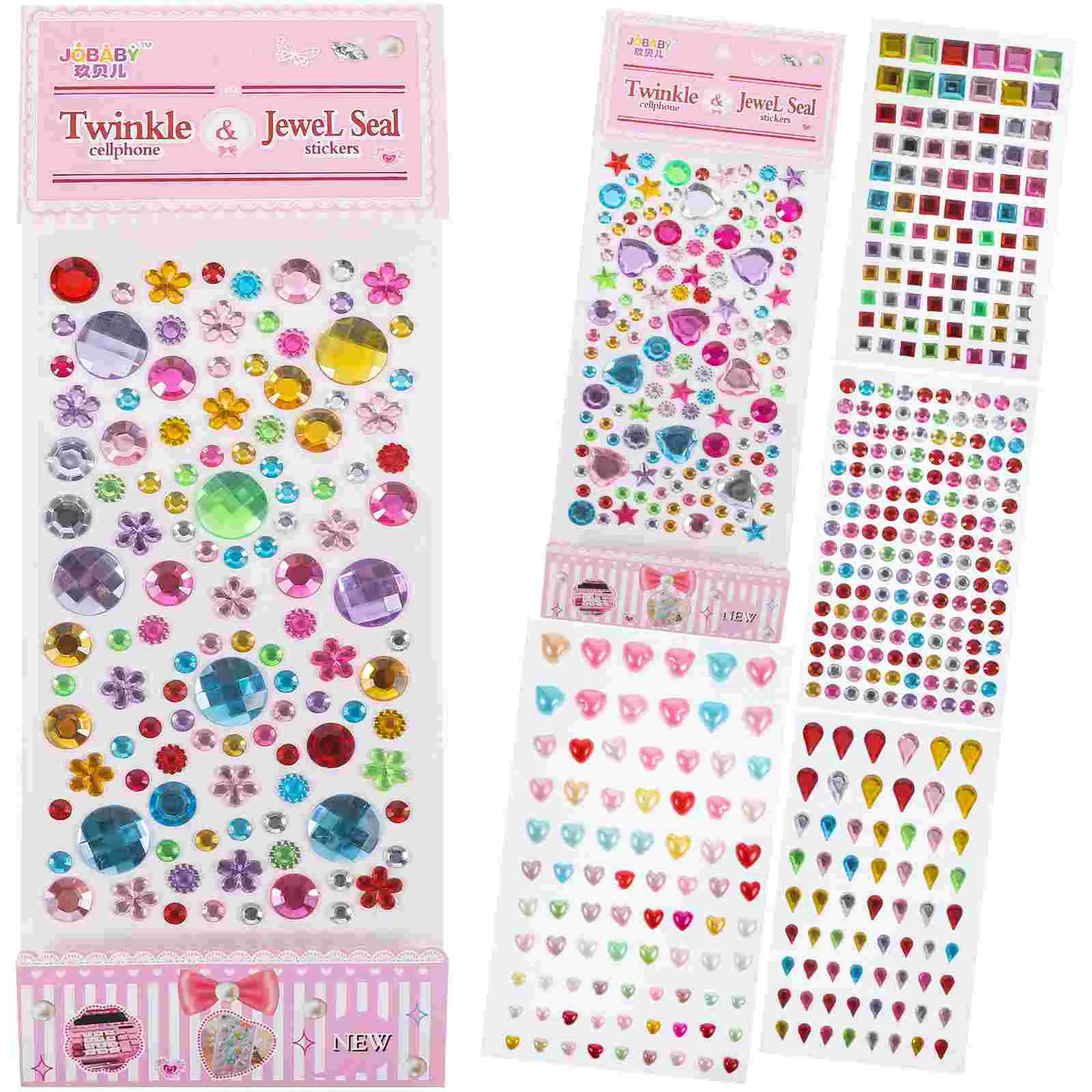 6 Sheets Acrylic Diamond Sticker Makeup Stickers Eye Rhinestones Gems Craft Jewels for