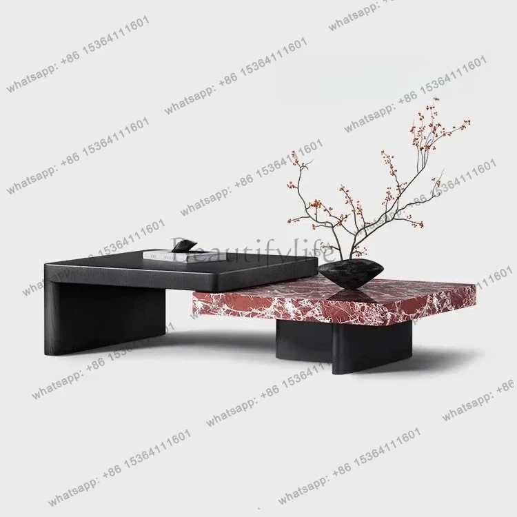 

Italian minimalist natural marble coffee table living room home new telescopic high-end creative square