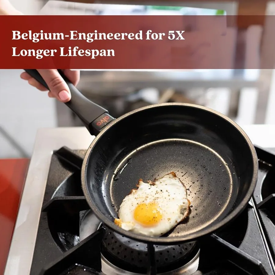 Energy Juego de sartenes antiadherentes de cerámica de 6 piezas PFAS PTFree 8 "9,5" 11 "sartenes 12 "Wok + 11" sartén para crepé StayCool manijas Induc