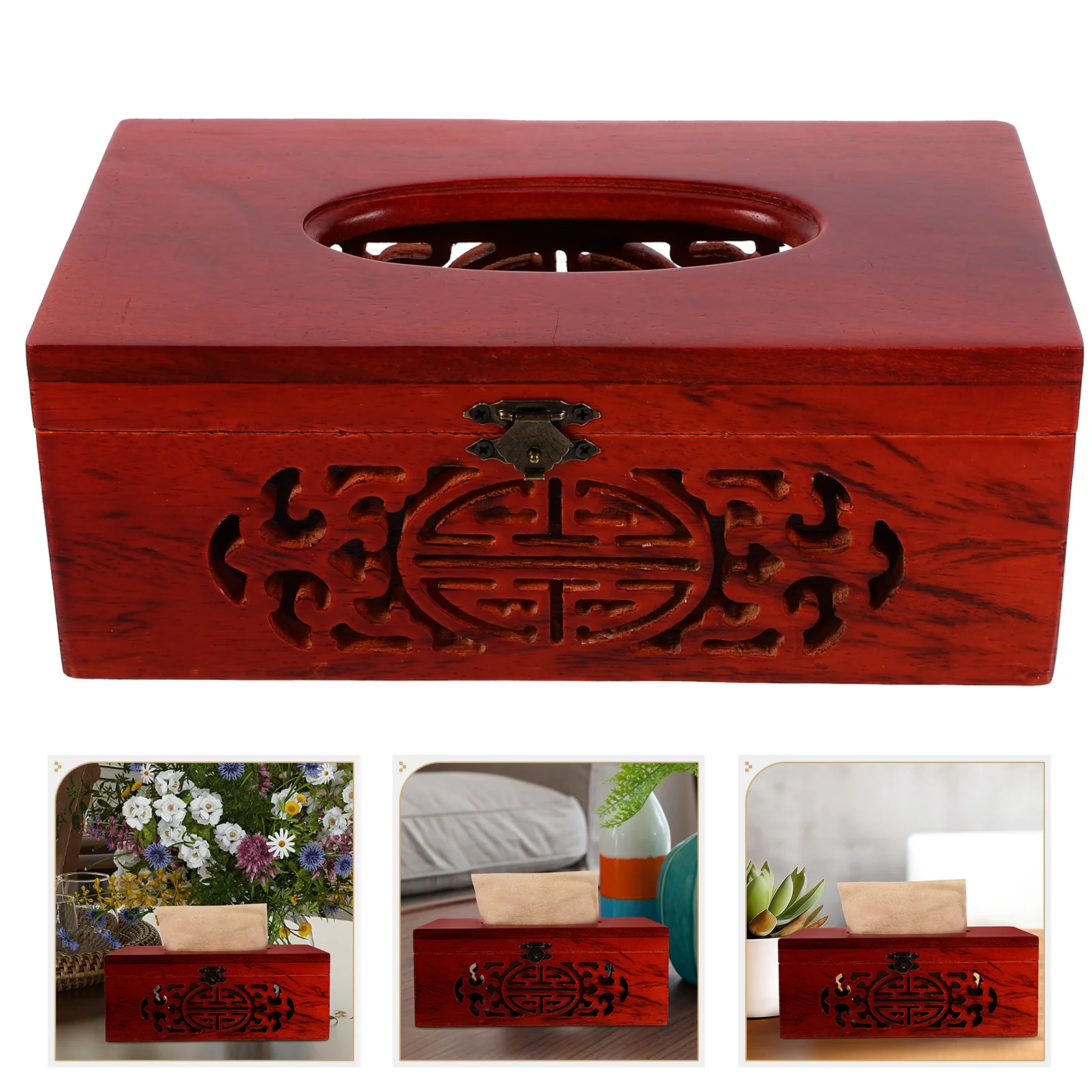 

Redwood Box Holder Large Capacity Wooden Tissue Container For Home Office Bathroom Desktop Napkin Organizer Vintage Style Tissue