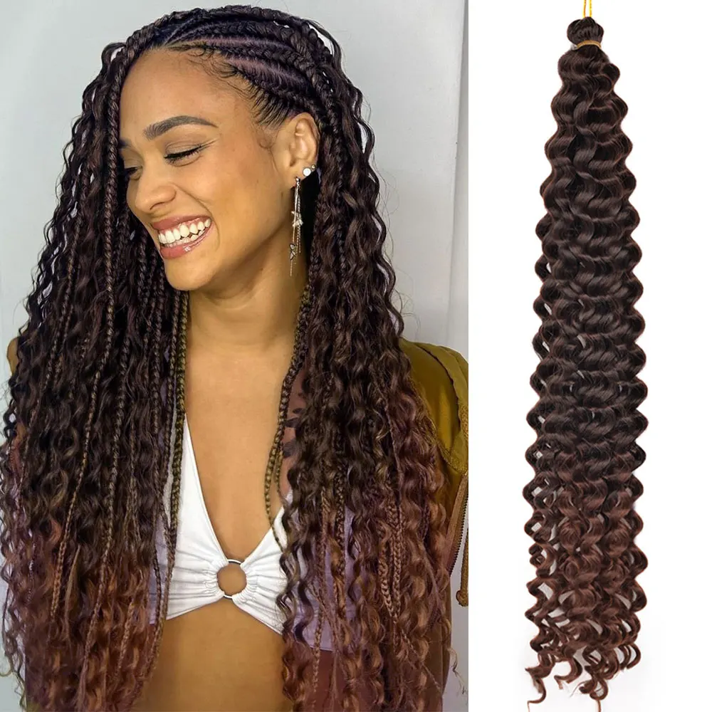 

Linwan Boho Braid Вязание крючком Синтетические волосы 28 дюймов Волна воды Наращивание волос Ombre Светлая коса Вьющиеся волосы для женщин