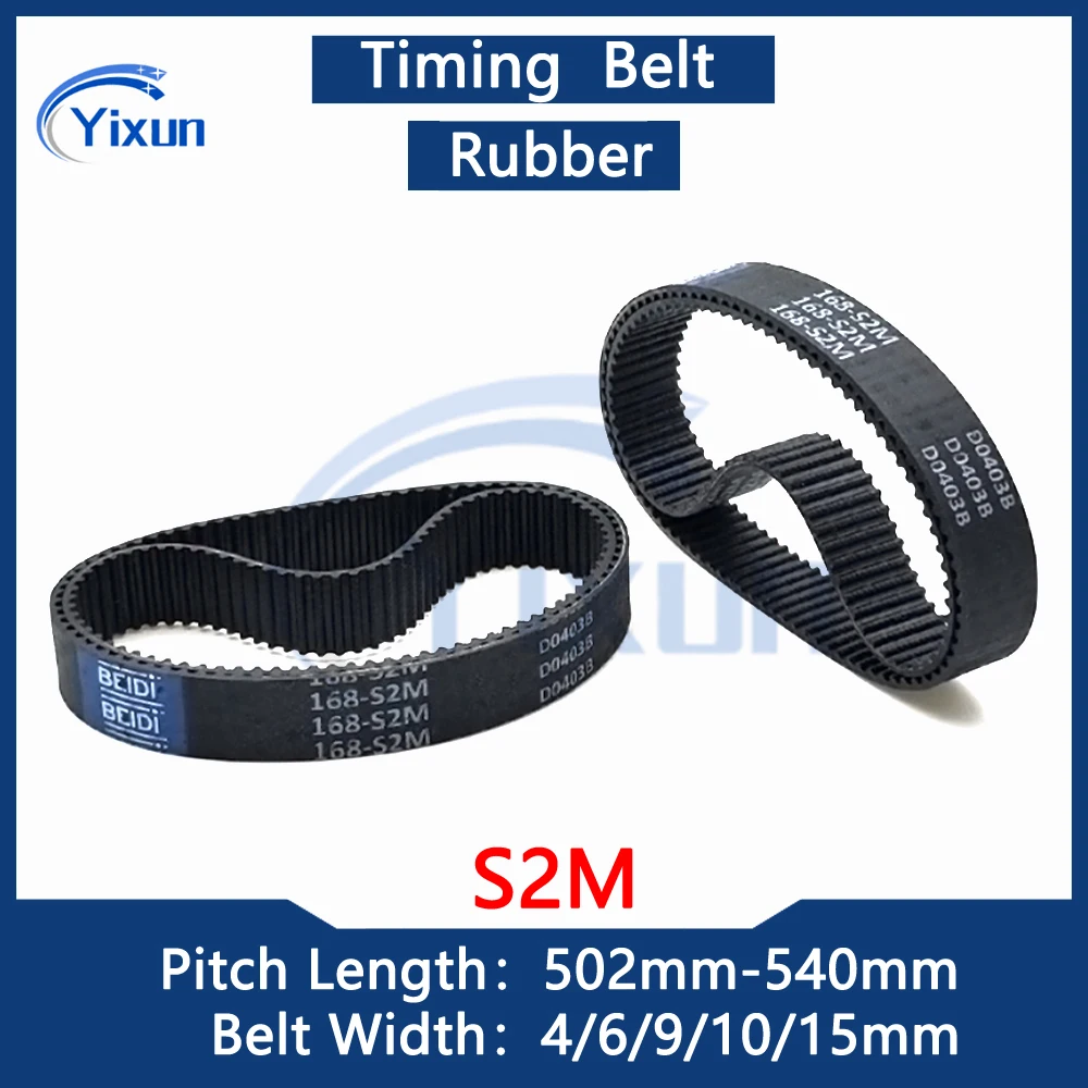 S2M Rubber Timing Belt Length 502 504 506 508 514 516 518 520 530 534 536 540mm Width 4/6/9/10/15mm Arc Toothed Synchronous Belt