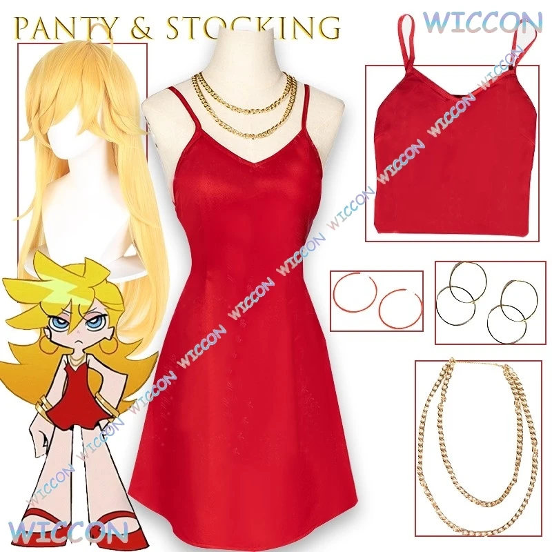 

Panty &Stocking With Garterbelt Stocking Panty Cosplay Costume Anime Character Sexy Halloween Party Outfit Women Dress Christmas