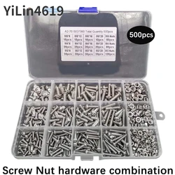 Truss Screw Hex Socket screw nut Combination Suit M3 M4 M5 304 Stainless Steel Pan Screw Nut hardware 500 grain