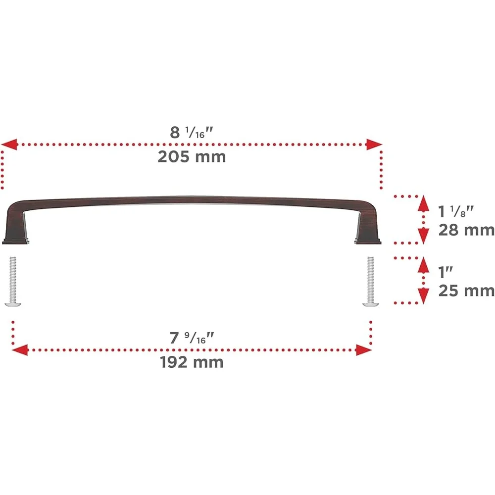 Transitional Cabinet Drawer Handle 192mm Center-to-Center Brushed Oil-Rubbed Bronze Metal Kitchen Bathroom Hardware