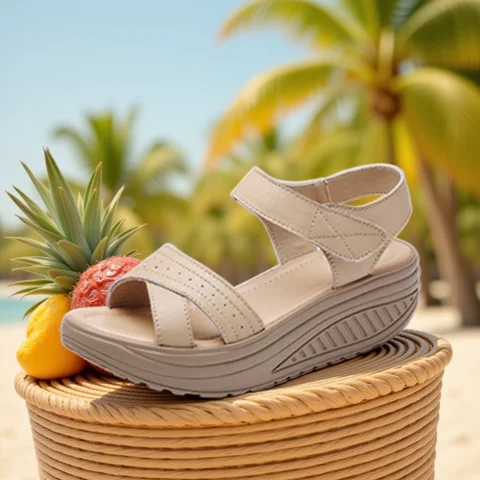 Eofk-女性用の快適なサンダル、ウェッジ、プラットフォーム、アンクルストラップ、カジュアル、装具、ウォーキング、整形外科、アーチサポート