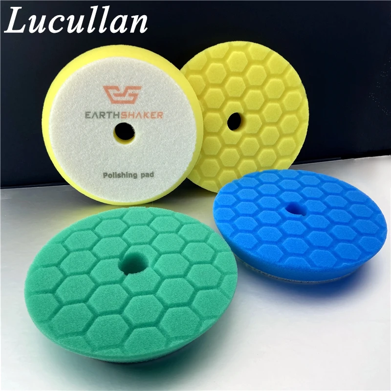 Lucullan 6 Inch Car Care Cutting Polishing and Finshing Pad Beveled Hex-Logic Sponge For Buffer Polisher Waxing