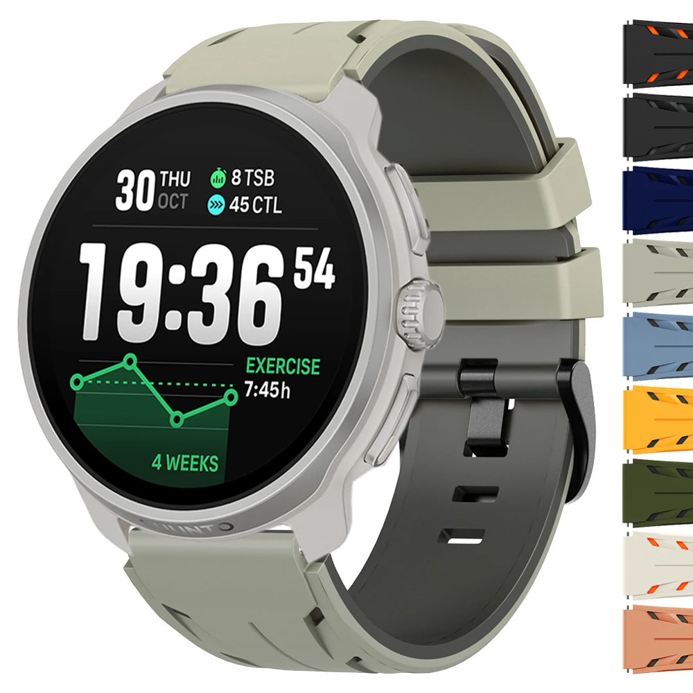 22mm Silicone Men Women Replace Watch Band For SUUNTO RACE 2 S/RUN /OCEAN/VERTICAL/5 PEAK/9 PEAK PRO DLC Bracelet Accessories