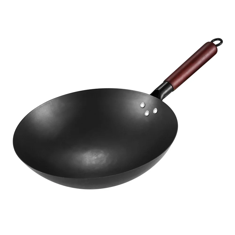 

1PC Iron Wok 30CM, 32CM, 34CM, 36CM Home-use Uncoated Non-Cast Iron Wok For Home-based Stir-fry Cooking Tools Cookware Pans