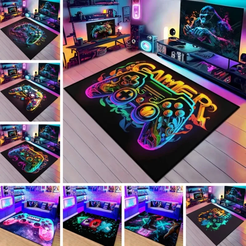 3D Game Carpet Boys Room Large Gaming Rug Controller Design Children's Crawling Play Anti-Slip Floor Mat Home Bedroom Decor Rugs