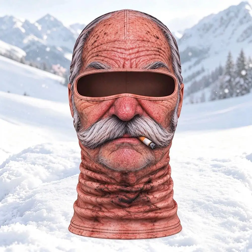 Lustige 3D-Gesichts-Balaclava-Mütze, Vollgesichtsmaske, Kapuze, Balaclava für Motorradfahren, Skifahren, Gesichtsmaske, Outdoor-Warm-Balaclava-Mütze – Detail 12