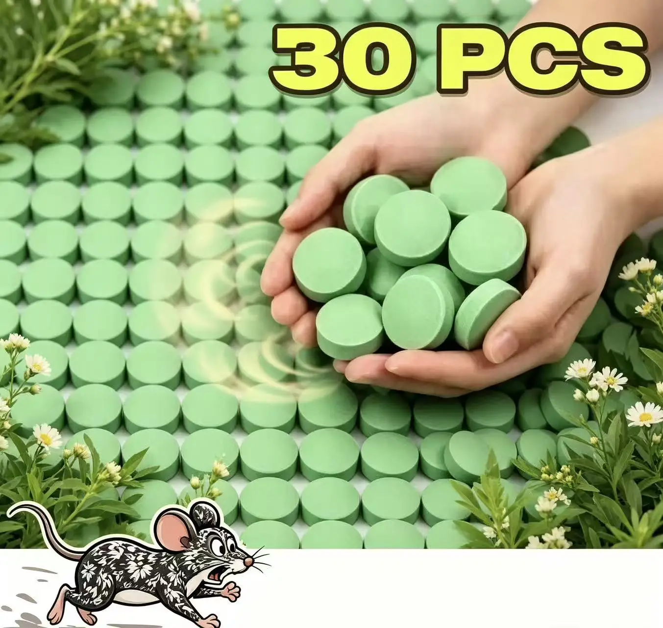 30pcs Wholesale Powerful Rodent Repellent Pills Natural Mint Pellets Mouse Traps for Indoor Outdoor Rat Mice Roach Insect Con