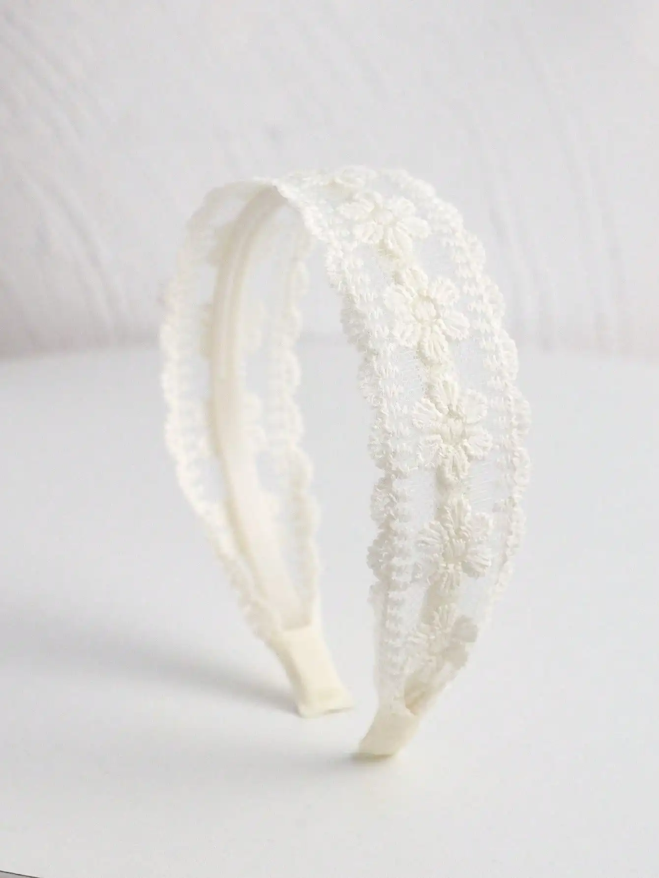 

Elegant White Floral Lace Headband for Women and Girls