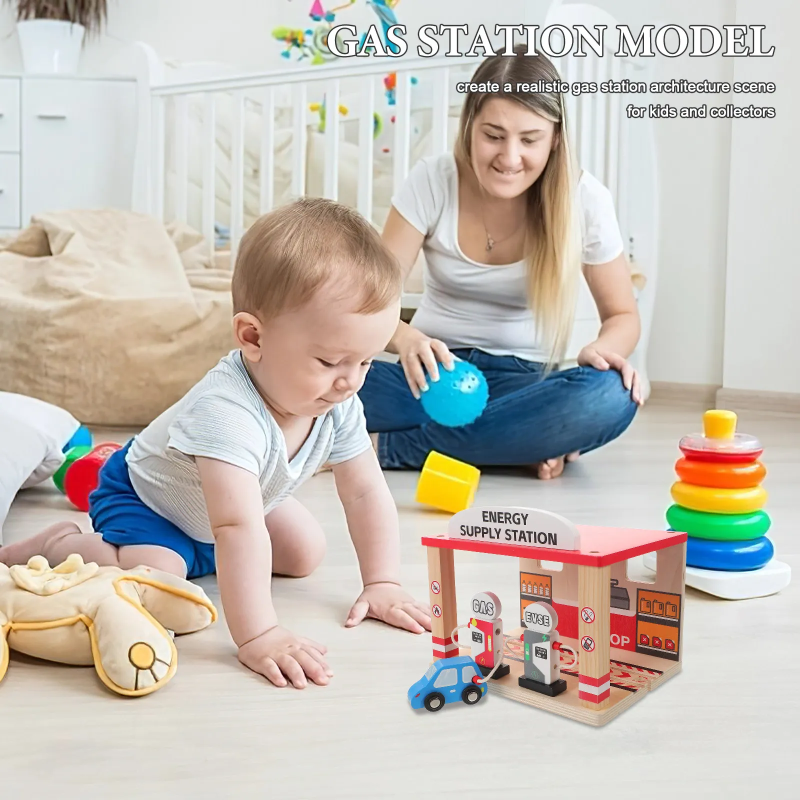 Mini Gas Station DIY Simulation Playset Kids Interactive Pretend Play Scene Micro Landscape Car Accessories Pump view 6