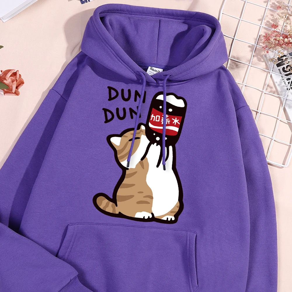 Salary Increase Fun Cat Print Hoody Men Women Casual Fleece Street Clothes Loose Warm Sweatshirt O-Neck Pollover Hoodie Couple