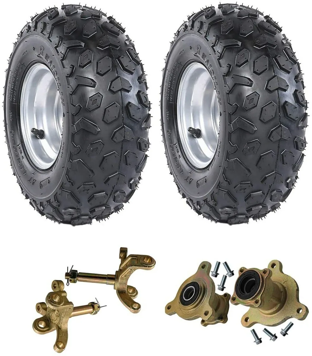 

2pc 145/70-6 Tire Wheel Rim + 3 Stud Steering Spindle Hub Go Kart Quad Dirt Bike