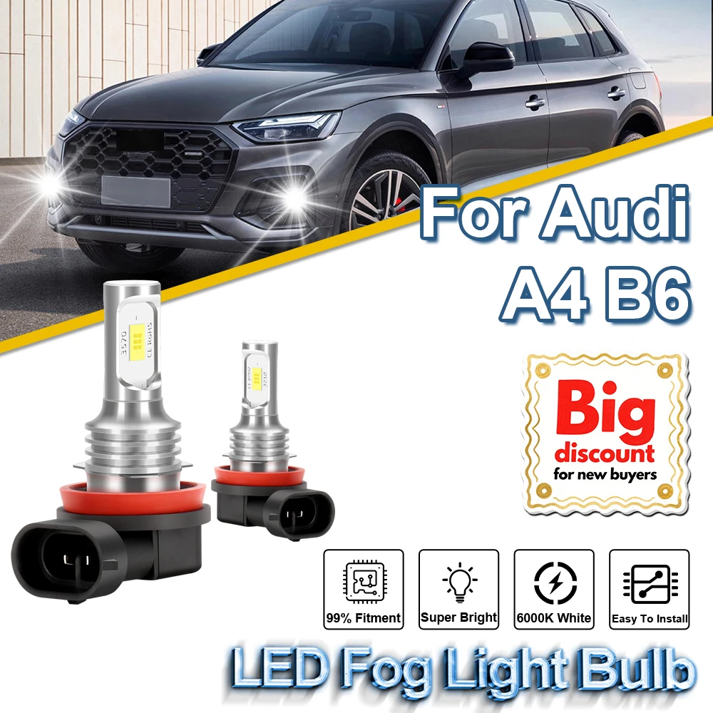 

2X 150W LED Fog Lights Bulb 20000LM LED Fog Lamps 12V Super Bright 6000K White Plug And Play 360 Degree Lighting For Audi A4 B6