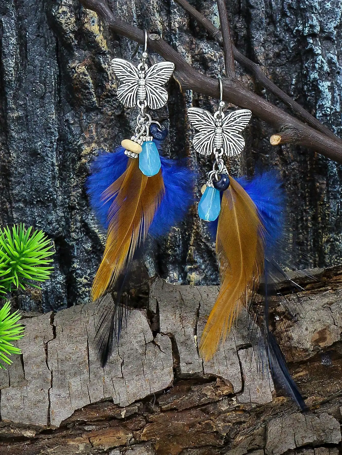 Pendientes largos de borla bohemios, colgante de plumas coloridas, estilo de vacaciones en la playa, joyería clásica