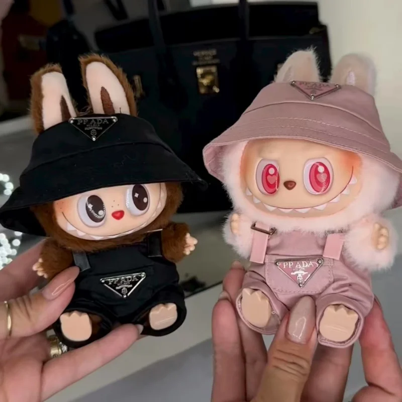 Para 15 17cm mini boneca de pelúcia roupas diy labubu ídolo boneca sentado festa calças trabalho roupas luxo festa jogo presentes acessórios