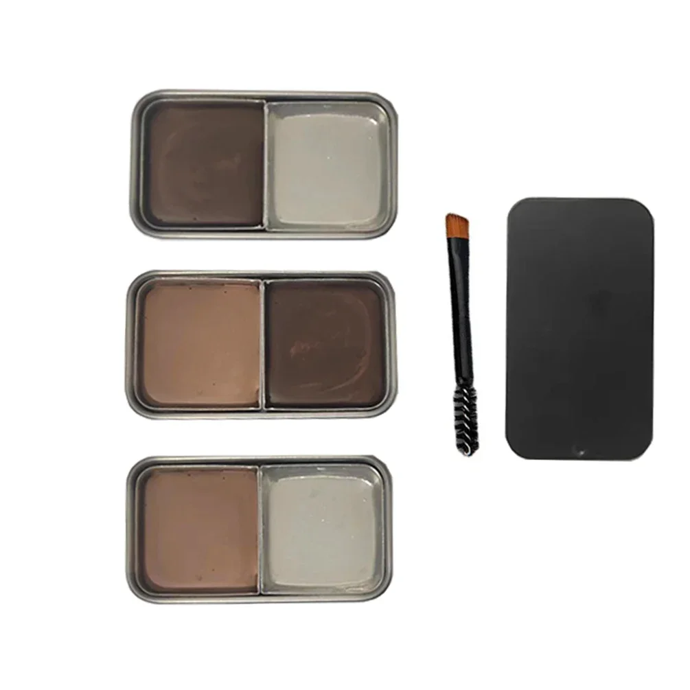 2 Colors Eyebrow Cream Soap Plate with Brush Private Label Waterproof Sweat-proof Long-lasting Natural Custom Logo Makeup Vegan