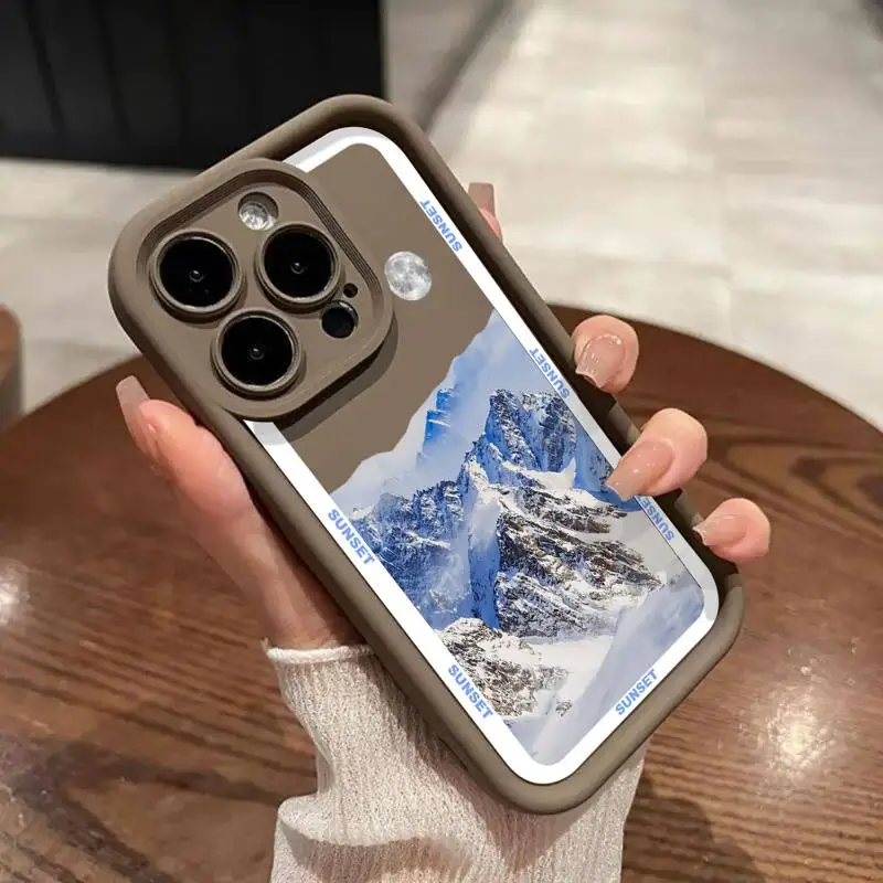 Mountain Peak Lake Vintage Case For Apple iPhone 15 11 13 14 Pro Max 12 Silicone 15 Plus 11Pro Soft Phone Cover